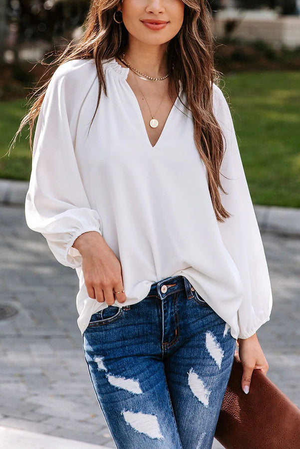 Work Life Balance V-Neck Blouse