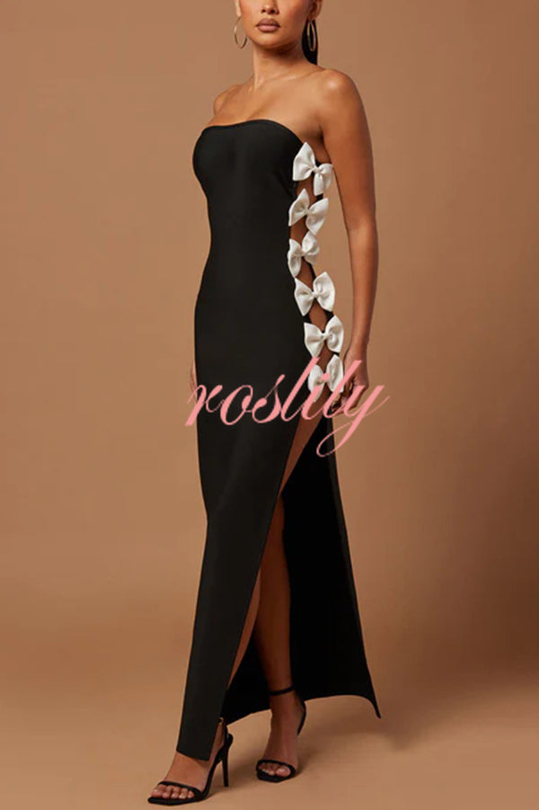 Fashionable Bow Sexy Backless Slim Fit Maxi Dress