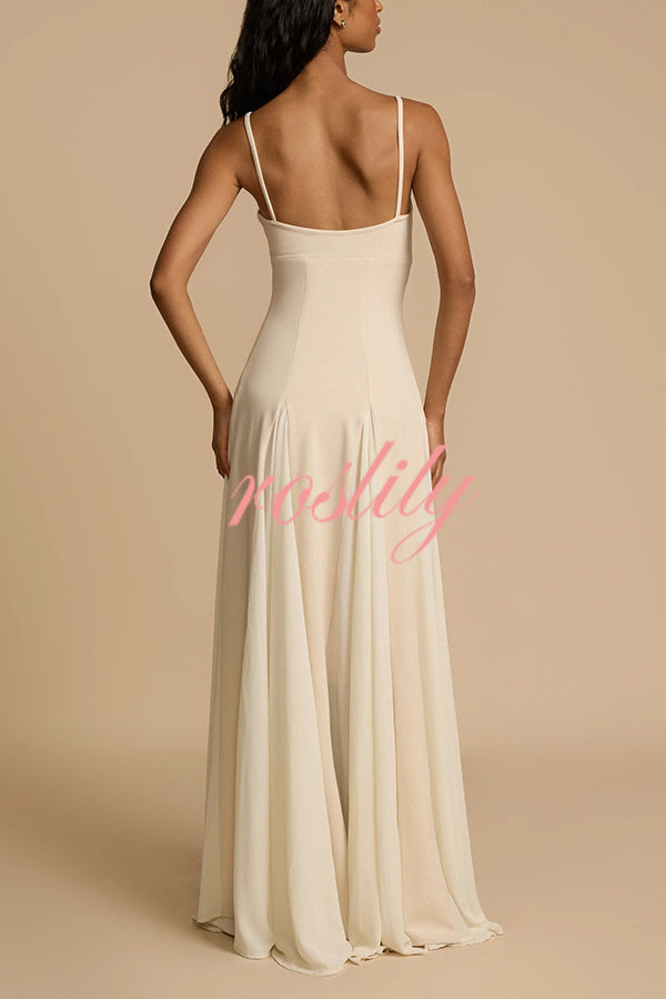 Timeless Elegance Panelled Tulle A-line Slip Maxi Dress