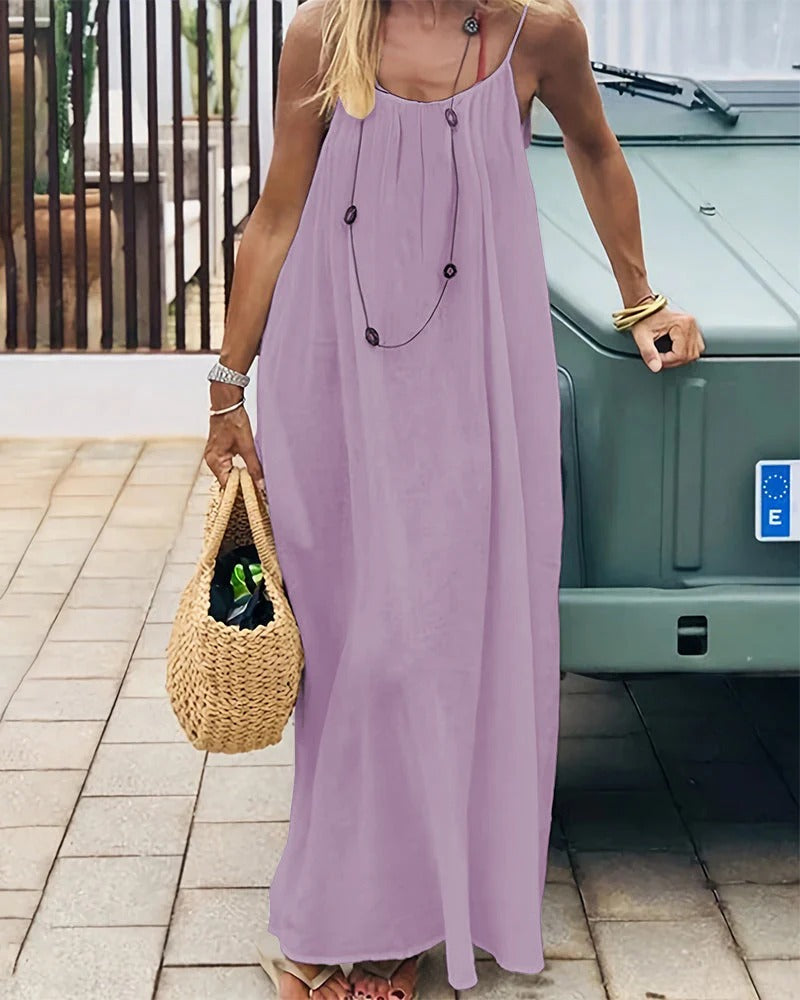 Solid Color Backless Cami Dress