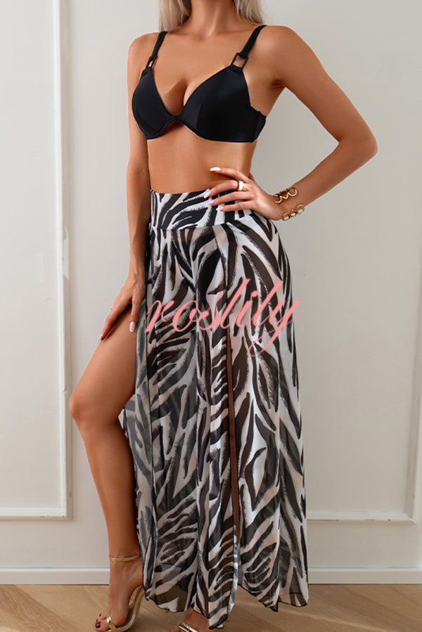 Unique Printed Loose High Waist Split Beach Pants