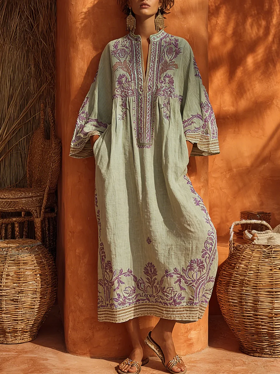 Bohemian Floral Print Vintage Dress