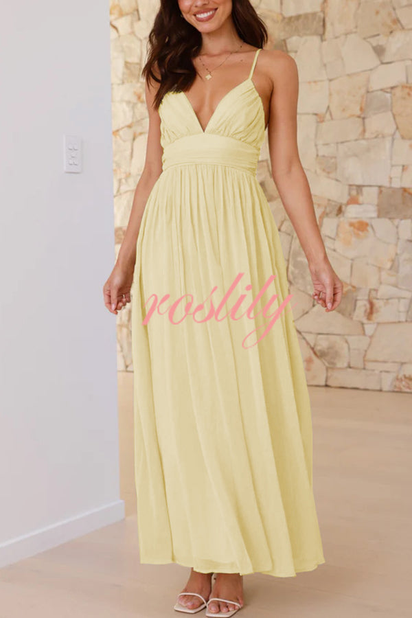 Solid Color Sexy Suspender Backless Lace-up Slim Maxi Dress