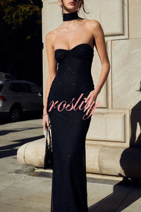 Sexy Slightly Translucent Sequined Off-shoulder Slim Fit Fishtail Maxi Dress