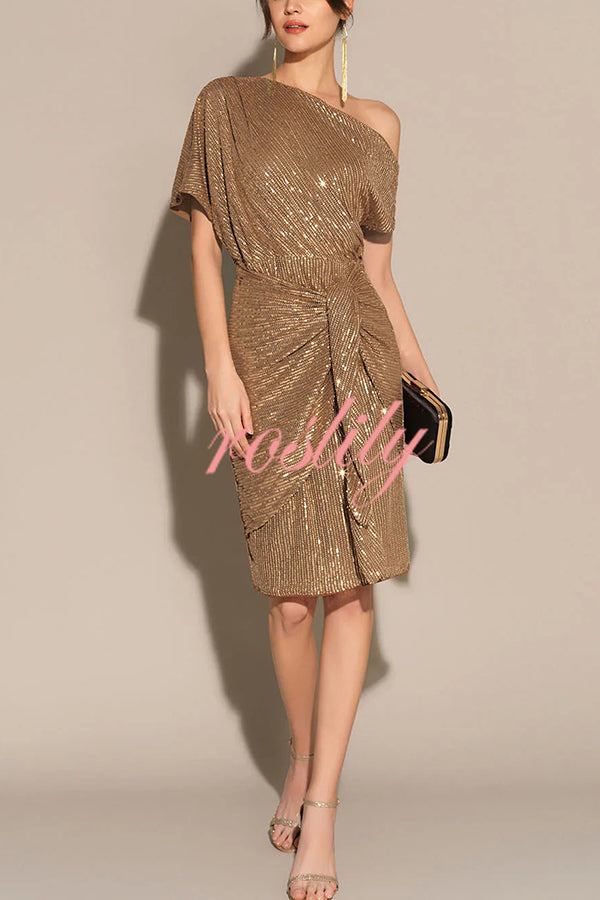 Solid Sequined Elegant Strappy Mini Dress