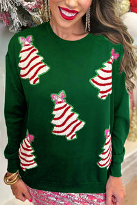 Christmas Tree Sequined Casual Loose Sweatshirt