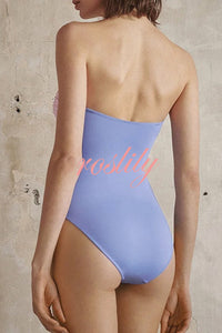 Color Block Patchwork Hollow Metal Decorative Stretch One-piece Swimsuit