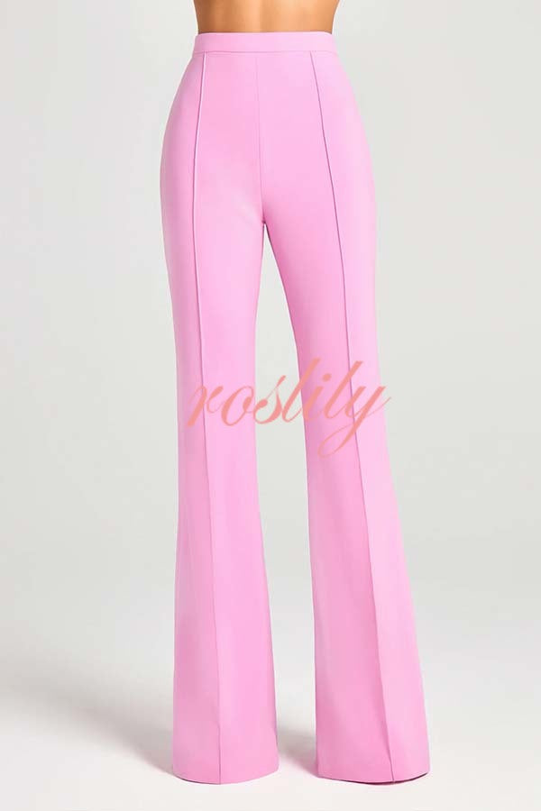 Women Power High Rise Side Zipper Flare Slim Fit Pants