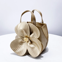 Fashionable 3D Petal Flower Solid Color Collar Handbag (including Lining)