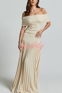 Sexy Off-shoulder Slim Fit Pleated Maxi Dress