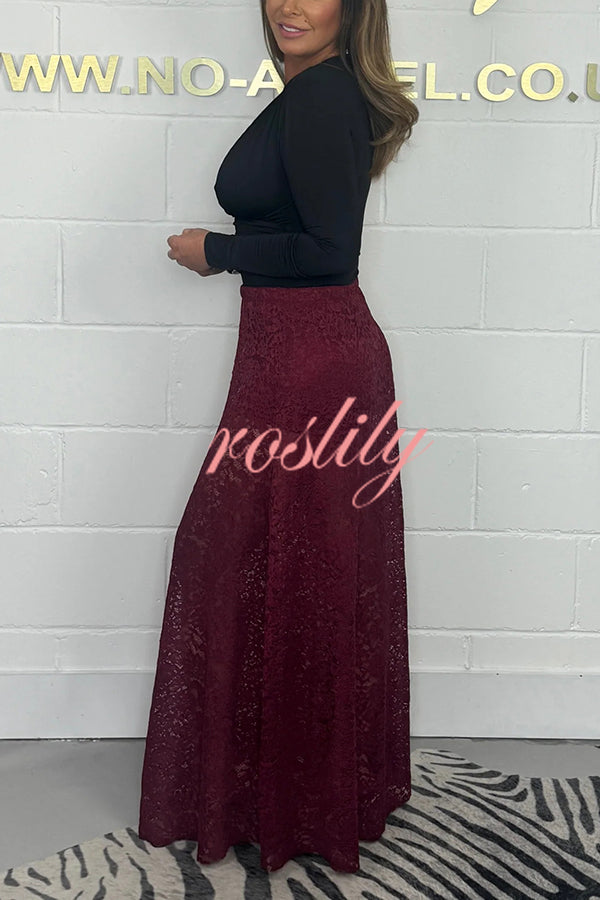 Elegant and Sexy Hollow Lace Maxi Skirt