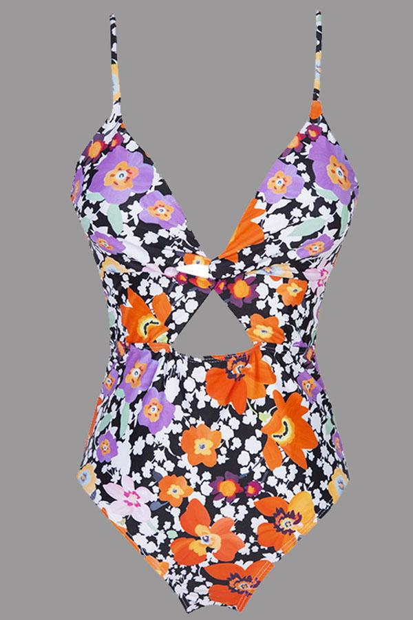 Romantic Floral Knotted One-piece Swimsuit