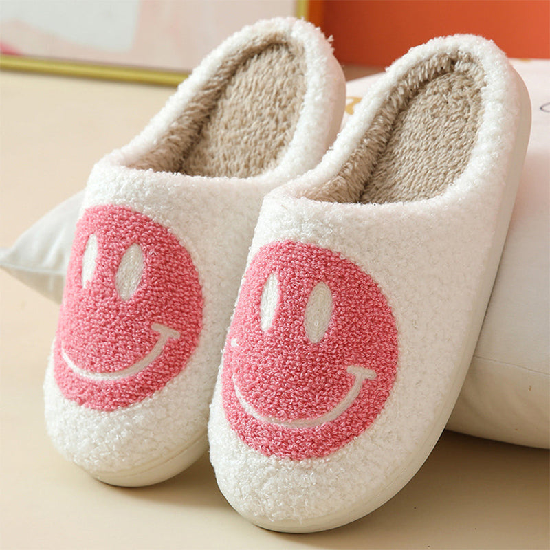 Smiley plush slippers