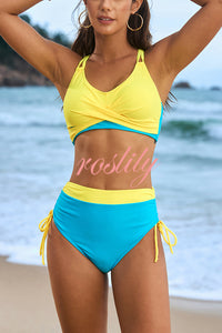 Fashionable High Waist Stretch Bikini Swimsuit