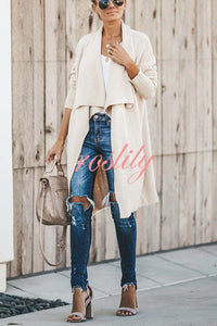 Fireside Pocketed Oversized Drape Neckline Knit Cardigan