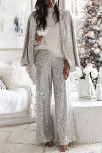 Special Treat Sequin Lapel Party Loose Blazer