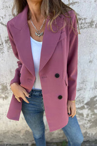 Solid Color Lapel Long Sleeve Pocket Blazer