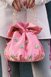 Drop-shaped Crystal-embellished Handmade Fabric Tote