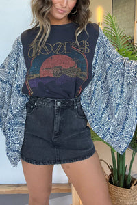 Unique Ethnic Print Batwing Sleeve Loose Top