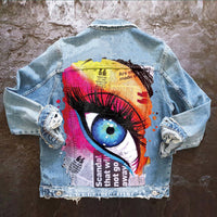 Halloween Print Long Sleeve Denim Jacket