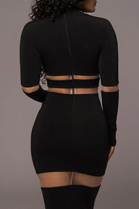 Noir The One High Neck Long Sleeve Midi Dress