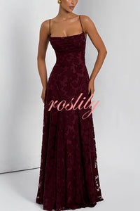 Francis Floral Burnout Jersey Fabric Cowl Neck Back Lace-up Maxi Dress