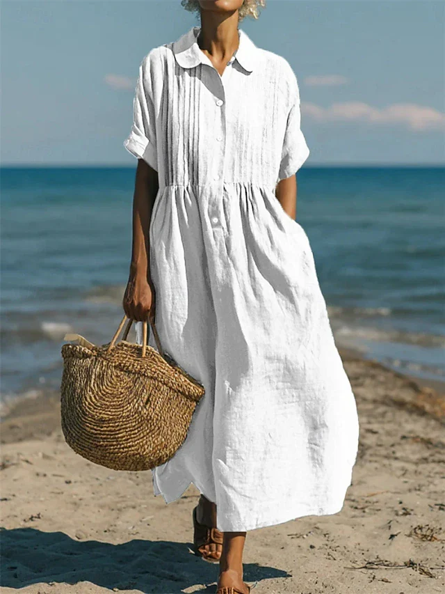 Cotton Button Shirt Dress