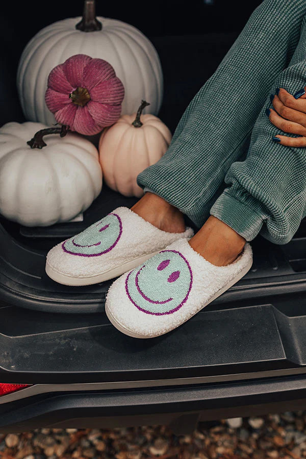 Smiley plush slippers