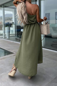 Bayside Beauty One Shoulder Slit Relaxed Midi Dress