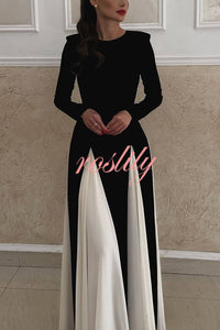 Getting Glam and Elegant Panelled Tulle Long Sleeve A-line Maxi Dress