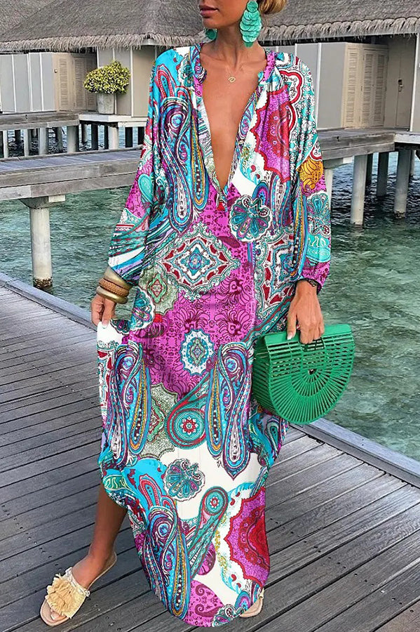 Olivett Abstract Print Button Front Shirt Dress