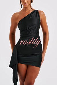 Sexy Slim Fit Backless One-shoulder Satin Mini Dress