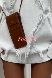 Fashionable Diamond Hollow Tassel Loose Sweater