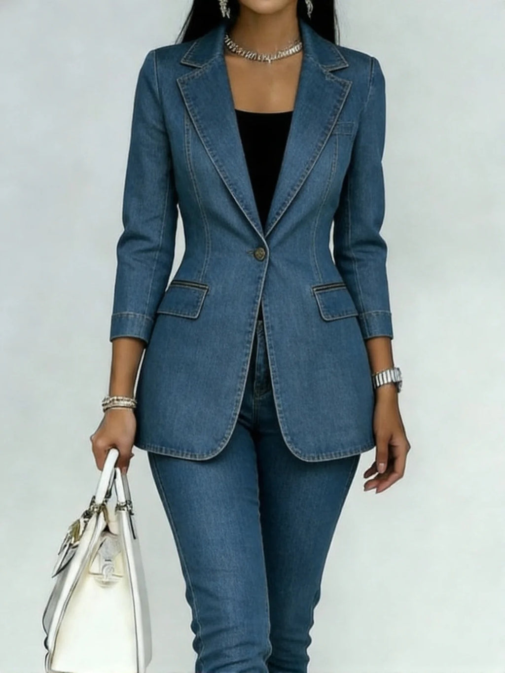Casual Washed Denim Cotton Top