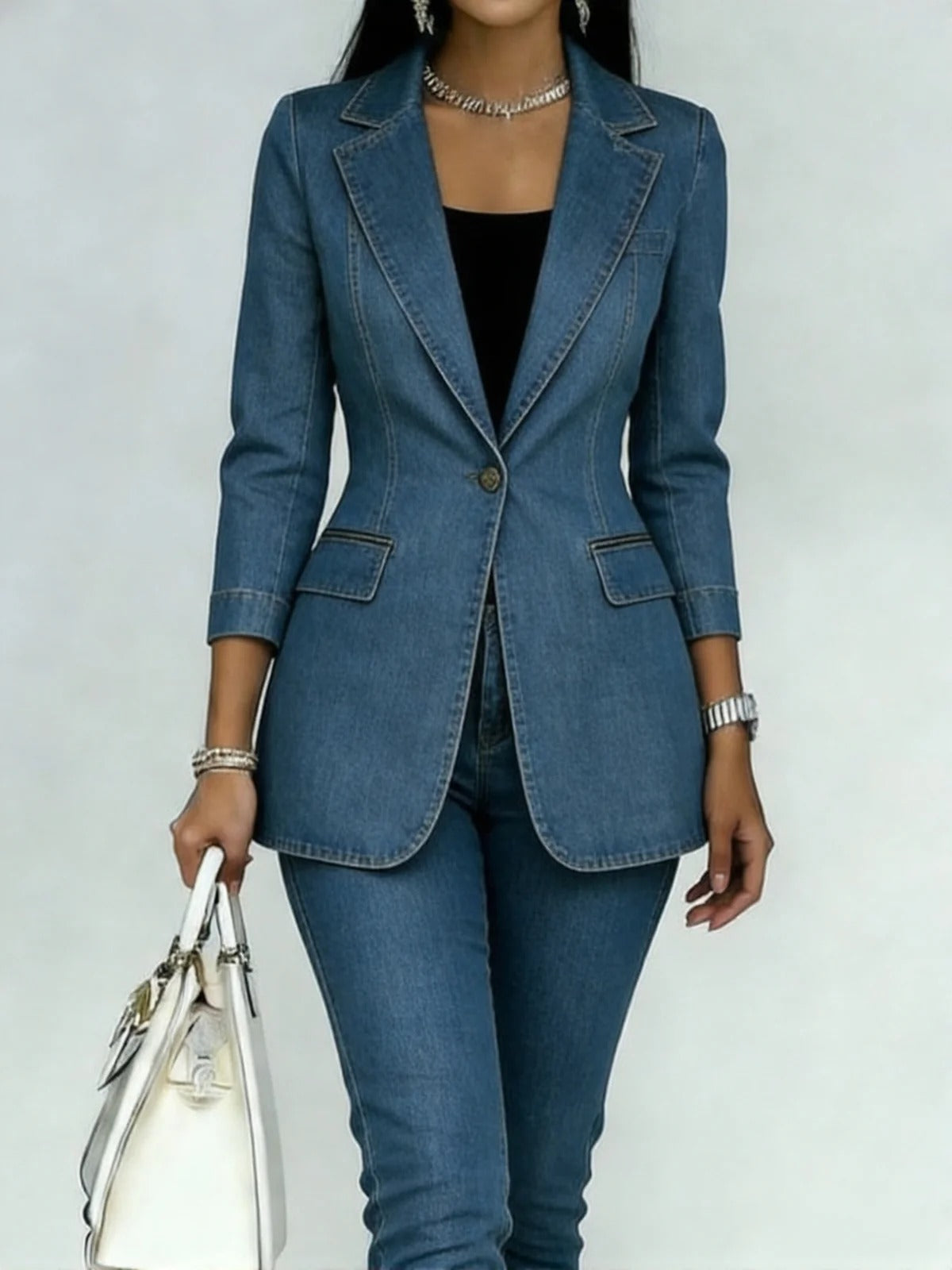 Casual Washed Denim Cotton Top