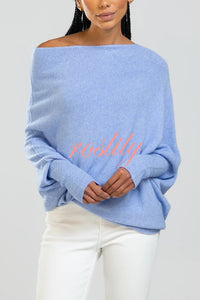 Solid Color Round Neck Long Sleeve Loose Knitted Sweater