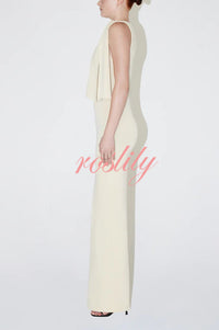 Buttery Soft Knotted Boat Neck Stretch Maxi Dress