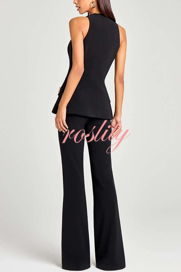 Women Power High Rise Side Zipper Flare Slim Fit Pants