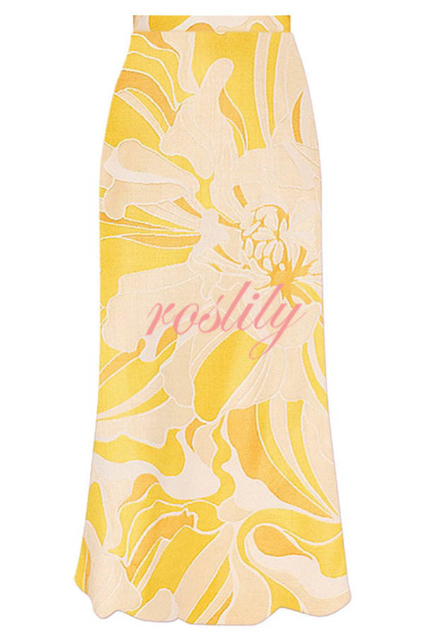 Floral Print Loose Beach Midi Skirt