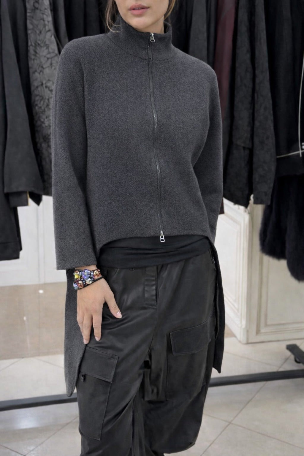 Round Neck Irregular Casual Long Top