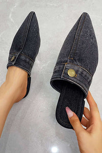 Casual Flat Pointed Toe Denim Slippers