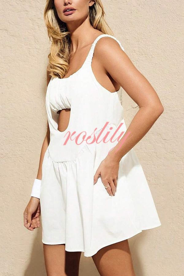 Linen Blend Summer Sporty Sleeveless Backless Mini Dress