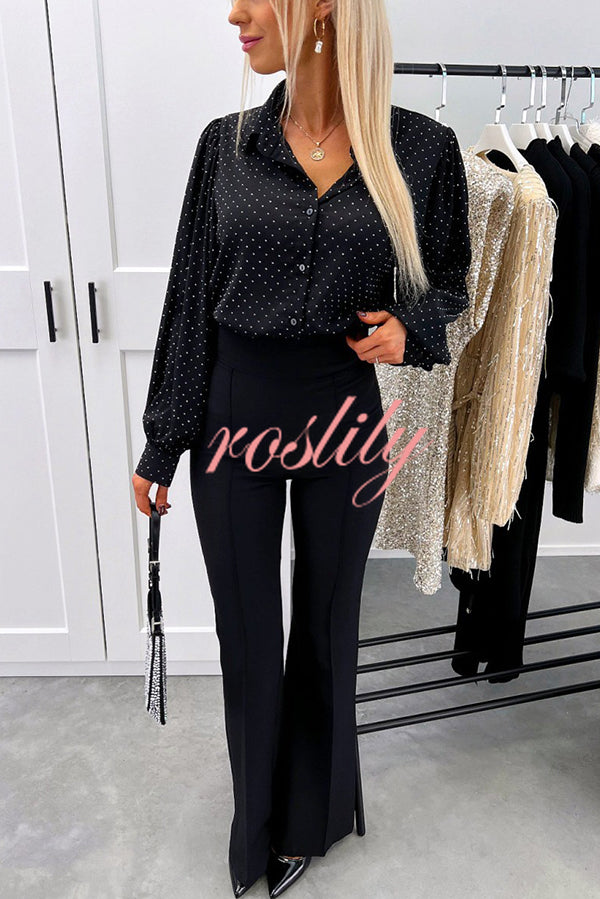 Fashionable Polka Dot Lantern Sleeve Loose Shirt