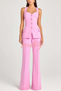 Women Power High Rise Side Zipper Flare Slim Fit Pants