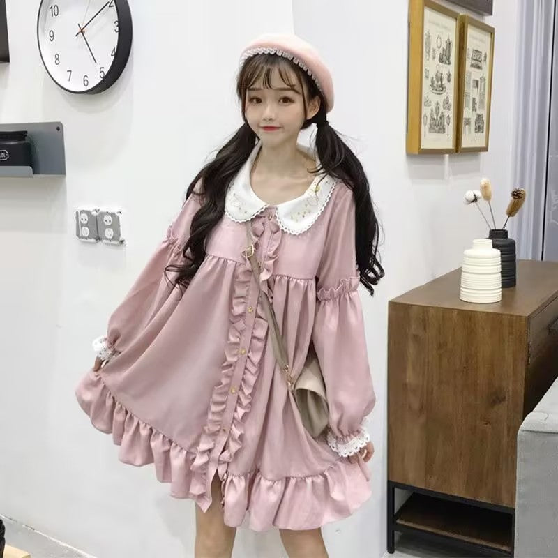 Retro Sporty Style Checkered Trim Powder Pink Sweatshirt Mini Dress