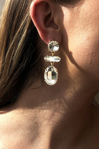 Temperament Contrasting Color Faceted Diamond Earrings