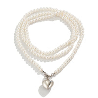 Elegant Love Pendant Imitation Pearl Multi-layer Necklace