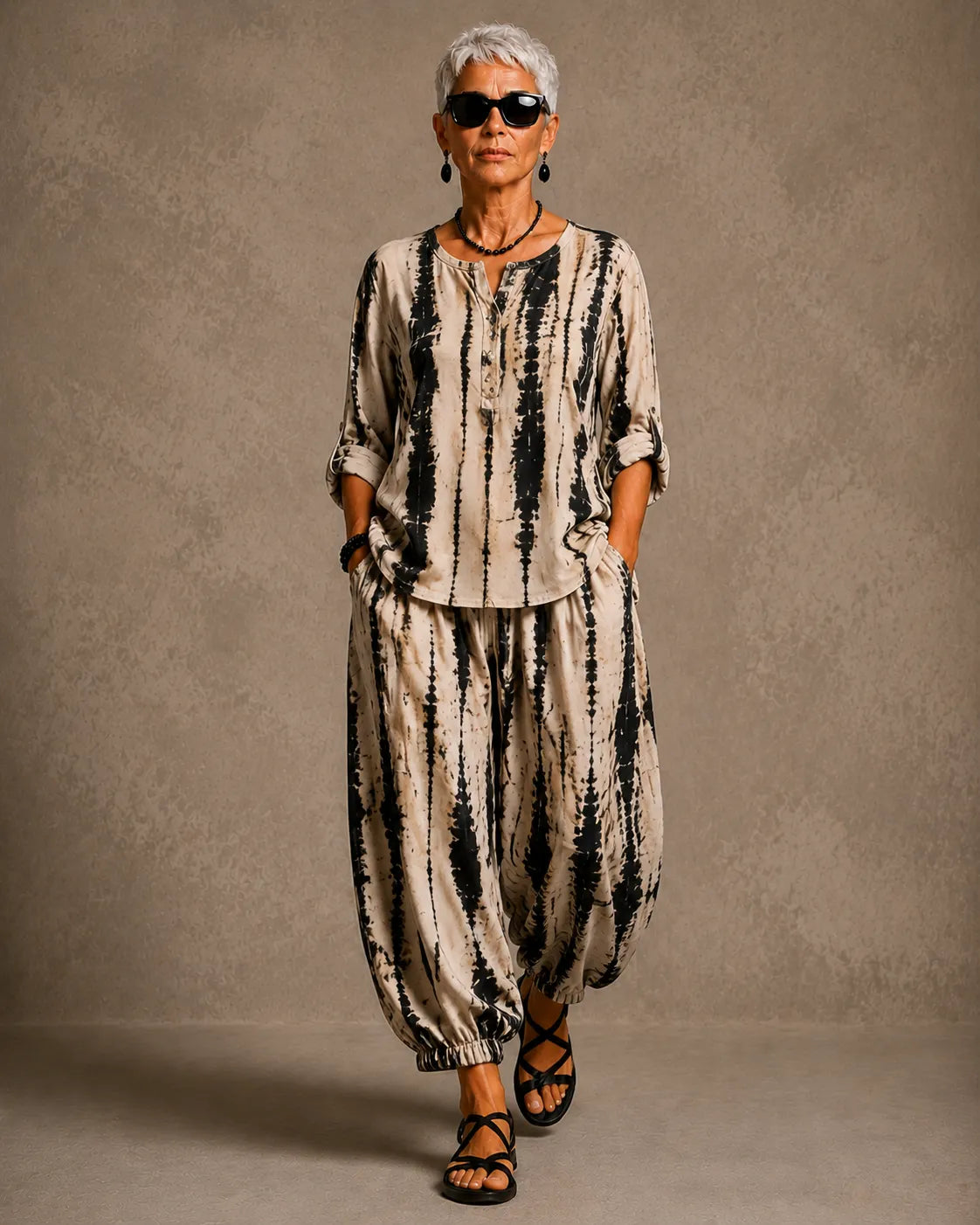 Shibori Stripe Artisan Linen Set