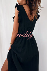 Solid Color Sleeveless V-Neck Casual Loose Maxi Dress