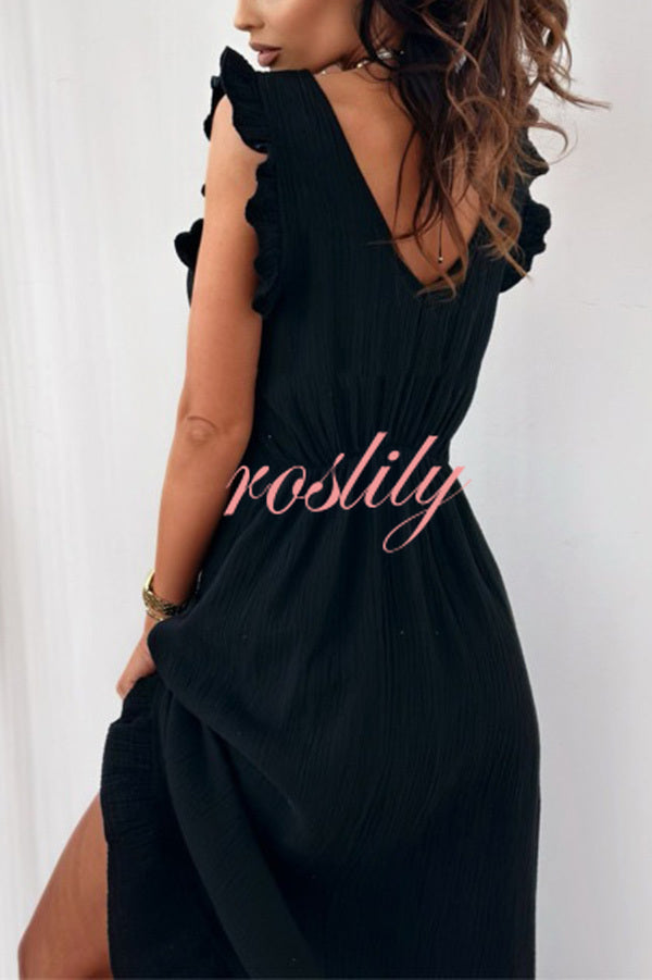 Solid Color Sleeveless V-Neck Casual Loose Maxi Dress